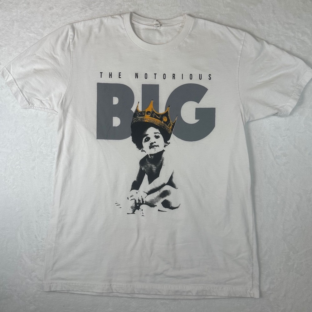 Notorious BIG Baby Crown Graphic T-Shirt White Large Next Level Hip Hop Tee
